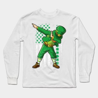 Dabbing Leprechaun Irish American Flag St Patricks Day Long Sleeve T-Shirt